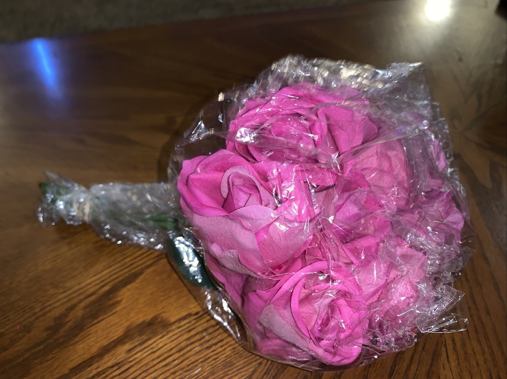 Mandy’s One Dozen Pink Roses Artificial Silk Flowers Bouquet Centerpiece