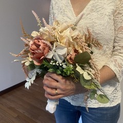 Bridal Wedding Bouquet Exquisite Budget Handmade Faux Floral Champagne Red/ Pink