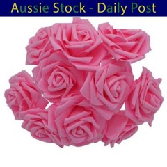 Artificial Flowers with Stems Foam Rose Fake Bride Bouquet Wedding 7cm 20pcs
