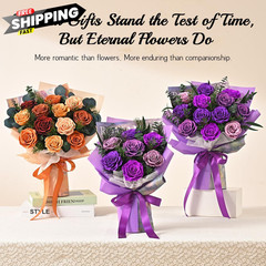 Flower Bouquet 12-Piece Preserved Roses Yellow 12 Roses, Yellow-12
