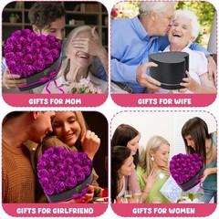 Krinzitt Forever Flowers, 27 Fresh Preserved Rose in 27 roses, Purple-27