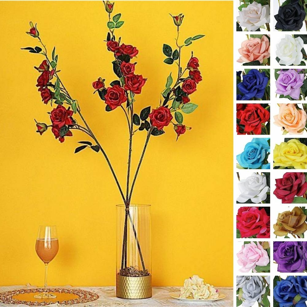2 Silk Roses 38-Inch long Single Stem Bouquets Wedding Party Home Centerpieces