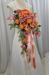 Orchid Rose Garden Faux Silk Cascade Wedding Bouquet