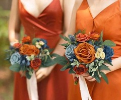 Rinlong 1Pc Fall Wedding Bouquets for Bridesmaids Bride Terracotta Navy Blue…