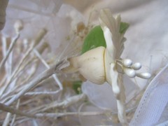 Brides Cascade Bouquet Vintage 70s-80s wedding Artificial flower sheer ribbons