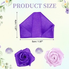 100pcs Eternal Roses Petals, Premade Satin Ribbon, Dark Purple/Crystal Purple