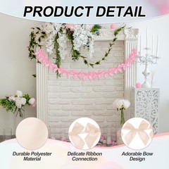 2 String of 13 PCS Light Pink/Champagne Bow Garland Banner Decoration Party Bow