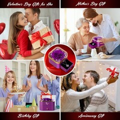 Valentines Day Gifts for Her – Preserved Real Purple Rose with Heart