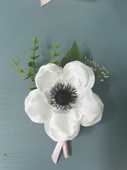 Bride Wedding Bouquet Silk Ribbon Roses Artificial White Flowers Accessories- A3