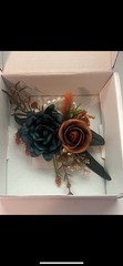 Teal Rust Orange Floral Wrist Corsage Wedding Formal New