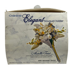 Oasis Elegant Bouquet Holder Metallic Twist Silver Set of 4 NOS *READ*