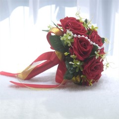 Life Like Artificial Rose Flower Bridal Handheld Bouquet Silk Flower for Wedding