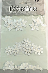 Celebrations Paper Flowers Wedding Florettes Wedding White/Silver 24 pc