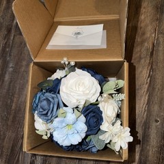 Ling’s Moment 9″ Wedding Navy Blue Bouquet for Bride, Bridesmaid’s Bouquet-A6