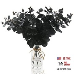 6 Pcs Artificial Black Eucalyptus Stems – 14″ Leaves – Branches