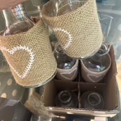 8 Wedding/Party Vases Wrapped In Burlap / 5.5″ X 2.5″ Hobby Lobby Discontinued