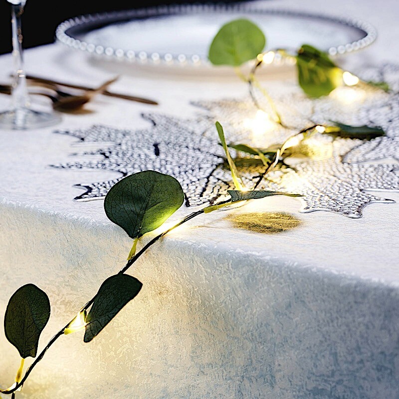 7 feet Green Eucalyptus Leaves LED GARLAND Battery Operated Fairy Lights Party