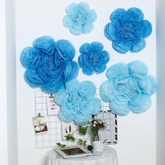 24 pack 7″ 9″ 11″ Periwinkle and Turquoise Tissue Paper Peony Flowers Backdrop