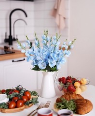 10PCS Gladiolus Artificial Flowers Baby Blue Artificial Flowers Light Blue