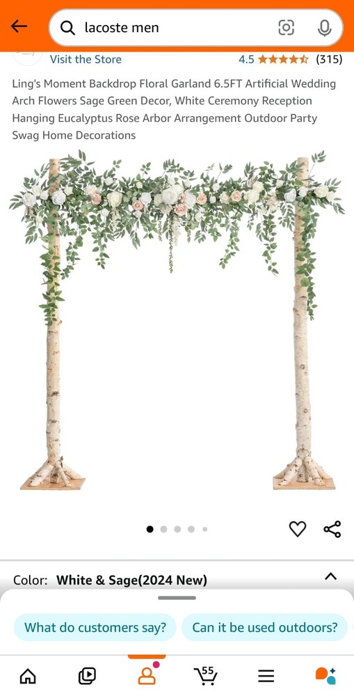 Lings Moments Backdrop Floral Garland 6.5 Ft Artificial Swag