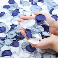 300Pcs Silk Rose Flower Petals Dusty Blue Artificial Flower Petals Fake Rose Pet