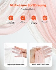 2PC Silk Pink Wedding Arch Floral Kit with 21ft Drapes for Backdrop