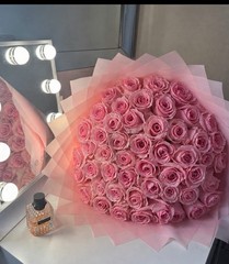 50 Fresh Pink Rose Bouquet Customizable Next Business Shipping From Ca US
