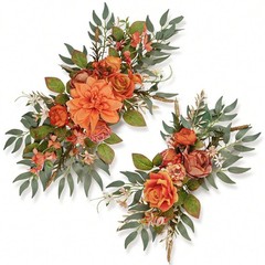 2pc Artificial White Rose Swag Greenery Garland Wedding Arch Backdrop Decor
