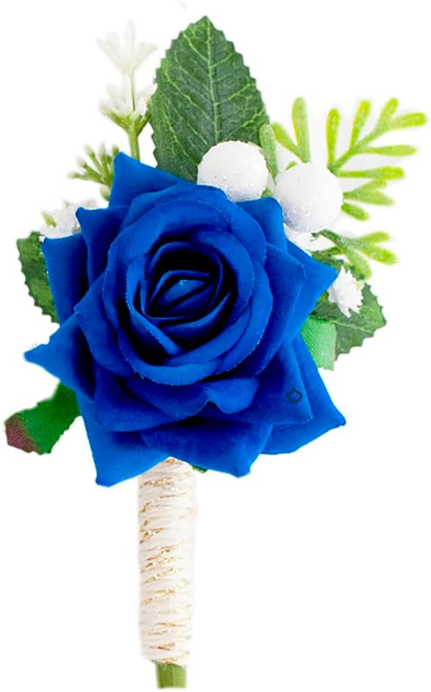 1 pc Ivory Rose Men Boutonniere for Wedding Groom Groomsmen Artificial Flowers B