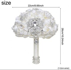 Luxury Satin Rose Crystal Pearl Rhinestone Wedding Bridal Keepsake Bouquet