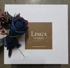 Ling’s moment Artificial Wedding Boutonniere set of 4, Navy blue & Burgundy
