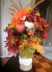 FALL Floral DECOR Bouquet + Vase LEAVES Centerpiece FLOWERS Grass BERRIES Multi