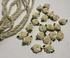 Bridal/Wedding Flowers and Pearled Cording DIY Artificial Flowers Off White Pics