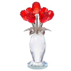 Movdyka Red Rose Crystal Flower Glass Roses Bouquet Gifts for Women Wife