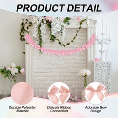 13Pcs 4 String Korean Pink Bow Garland Banner Decoration Party Bow