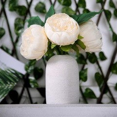 BEIGE 10″ SILK FLOWERS Artificial Peony Bouquet Arrangement Wedding Centerpieces