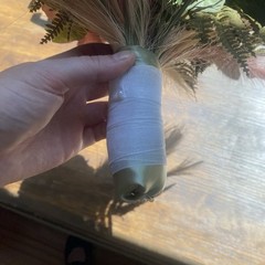 Bridal Wedding Bouquet Hand made Budget Friendly Faux Flowers White Pink Green