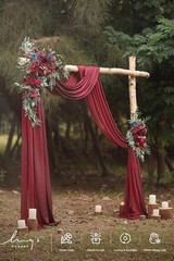 Burgundy Artificial Wedding Arch Flowers Kit Pack of 4, 2pcs Hanging Flower