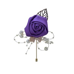 Artificial Rose Pearl Corsage Wedding Party Buttonhole Bride Groom Bridesmaid