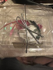 Now & Forever Keepsake Silk White Rose Corsage Boutonniere With Hot Pink Ribbon