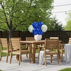 6 Pcs 20″ Silk Hydrangeas Flower, Hydrangea Artificial Flowers, White/Dark Blue