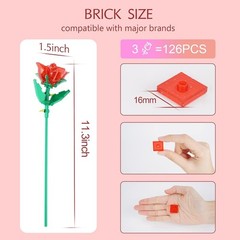 A Creative 126pc Rose Flower Building Set with Light for Unique Home Decor