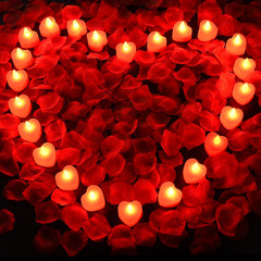 KOABY 2000Pcs Red Artificial Rose Petals with 24Pcs Red LED Tea Lights Kit, for