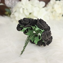 48 BLACK Mini Roses 4″ Foam ARTIFICIAL FLOWERS Stems Party Wedding DIY Supplies