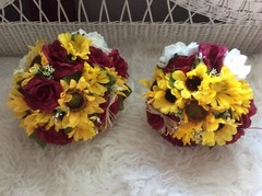 WEDDING FLOWERS BOUQUETS Decorations Sunflowers Burgundy Red 7 Bouquet