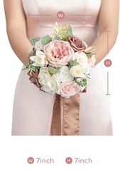 Ling’s Moment 7 Inch Dusty Rose Wedding Bouquets for Bride, Bridesmaid’s Bouquet