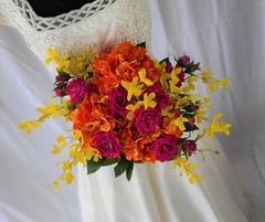 Beautiful and Bright Spring Garden Faux Silk Wedding Bouquet