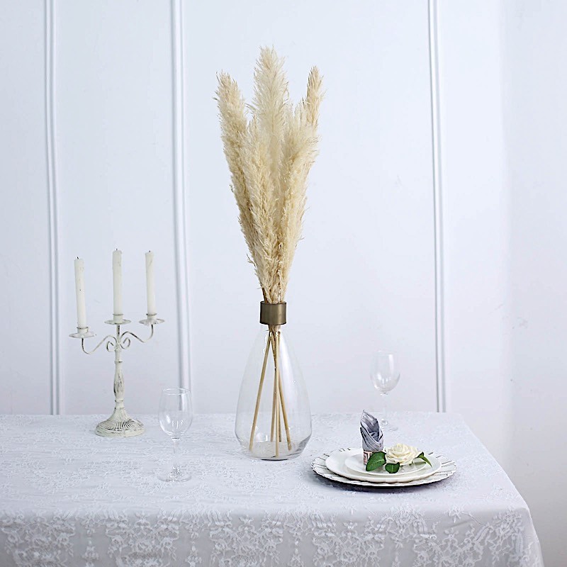 6 SPRAYS STEMS 49″ Natural Pampas Grass Dried Plant Party Events Decorations