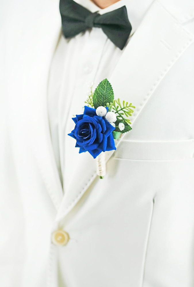 1 pc Ivory Rose Men Boutonniere for Wedding Groom Groomsmen Artificial Flower…
