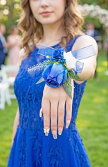 Royal Blue Corsage and Boutonniere Set for Wedding Prom, Artificial Rose Flow…